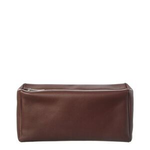 The Row Leather Clutch, Brown